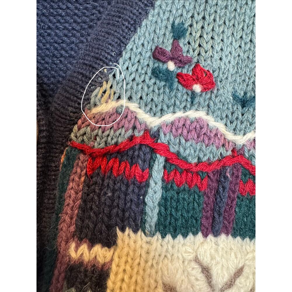 Vintage 90s Christopher & Banks Hand Embroidered Patchwork Knit Sweater Vest M - Picture 9 of 9